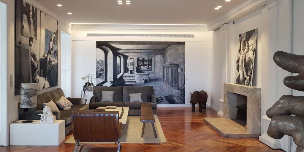 Armario ropero gris en salón (1)